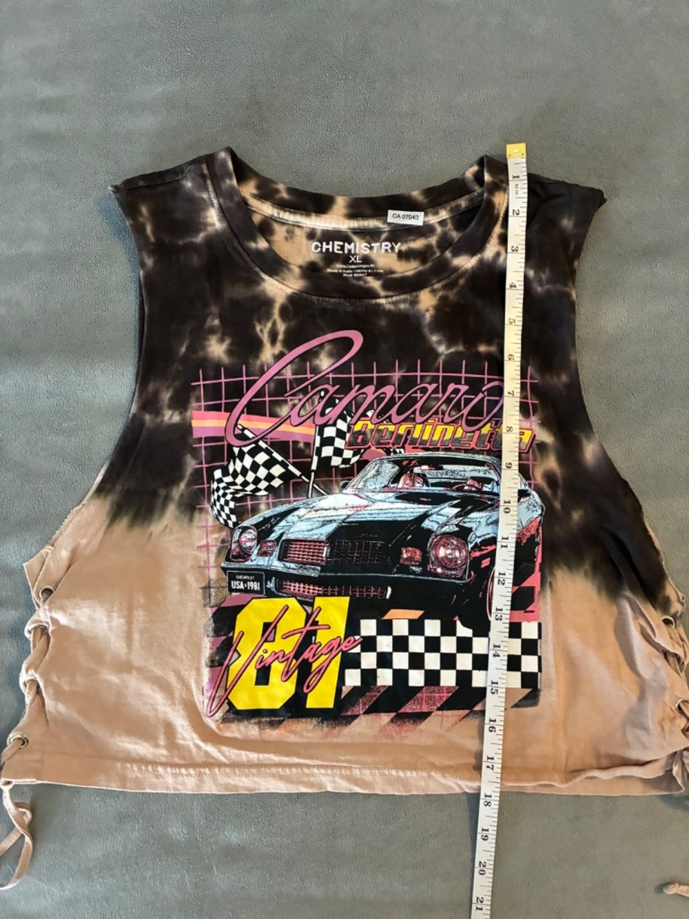 Tie Dye Crop Camaro Sleeveless Top with Side Ties - Picture 6 of 6